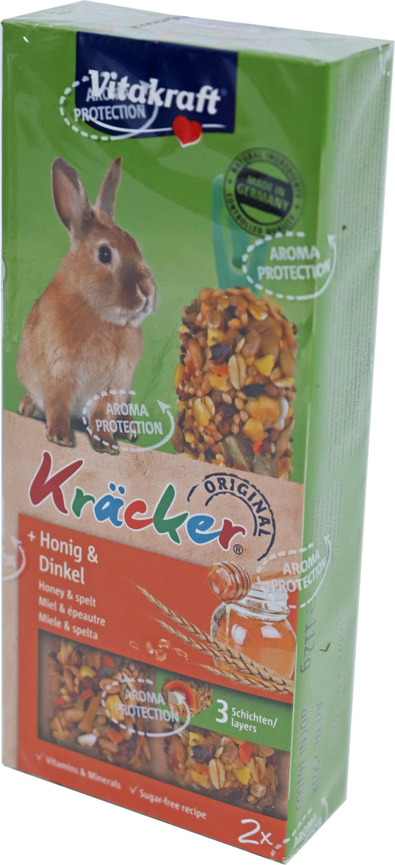 Vitakraft knaagdier honing/spelt-kräcker dwergkonijn, 2in1.