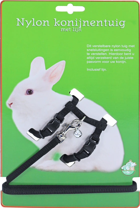 Boon konijnentuig met lijn, zwart.