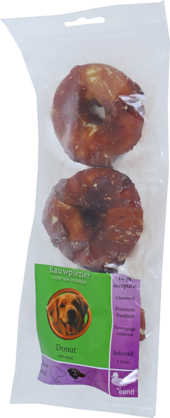Boon Natuurlijke Snack eend, donuts met eend 7 cm, zak a 3 stuks.