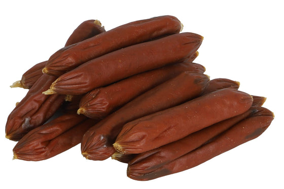 Boon Natuurlijke Snack eend, saucijsjes eend small, zak a 150 gram.