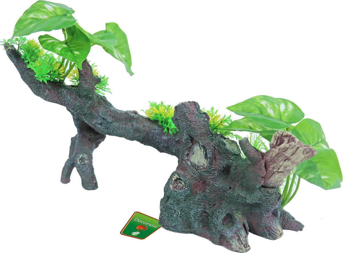 Boon Aqua Deco ornament polyresin boomstronk met planten, 42 cm.