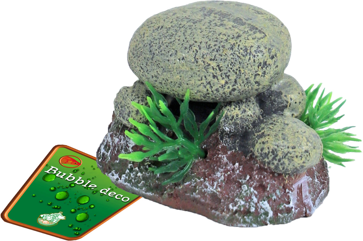 Boon Aqua Deco ornament bubbel polyresin stenen met uitstromer, 6 cm.