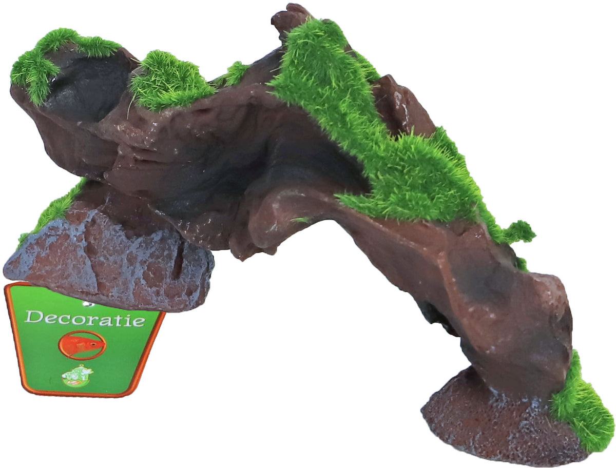 Boon Aqua Deco ornament polyresin boomstronk brug met mos, 17×4.5 cm.
