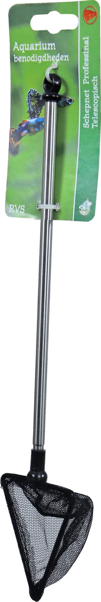 Boon schepnet profi RVS/telescoop driehoekig, 8 cm. (Maximale lengte 74,5 cm)