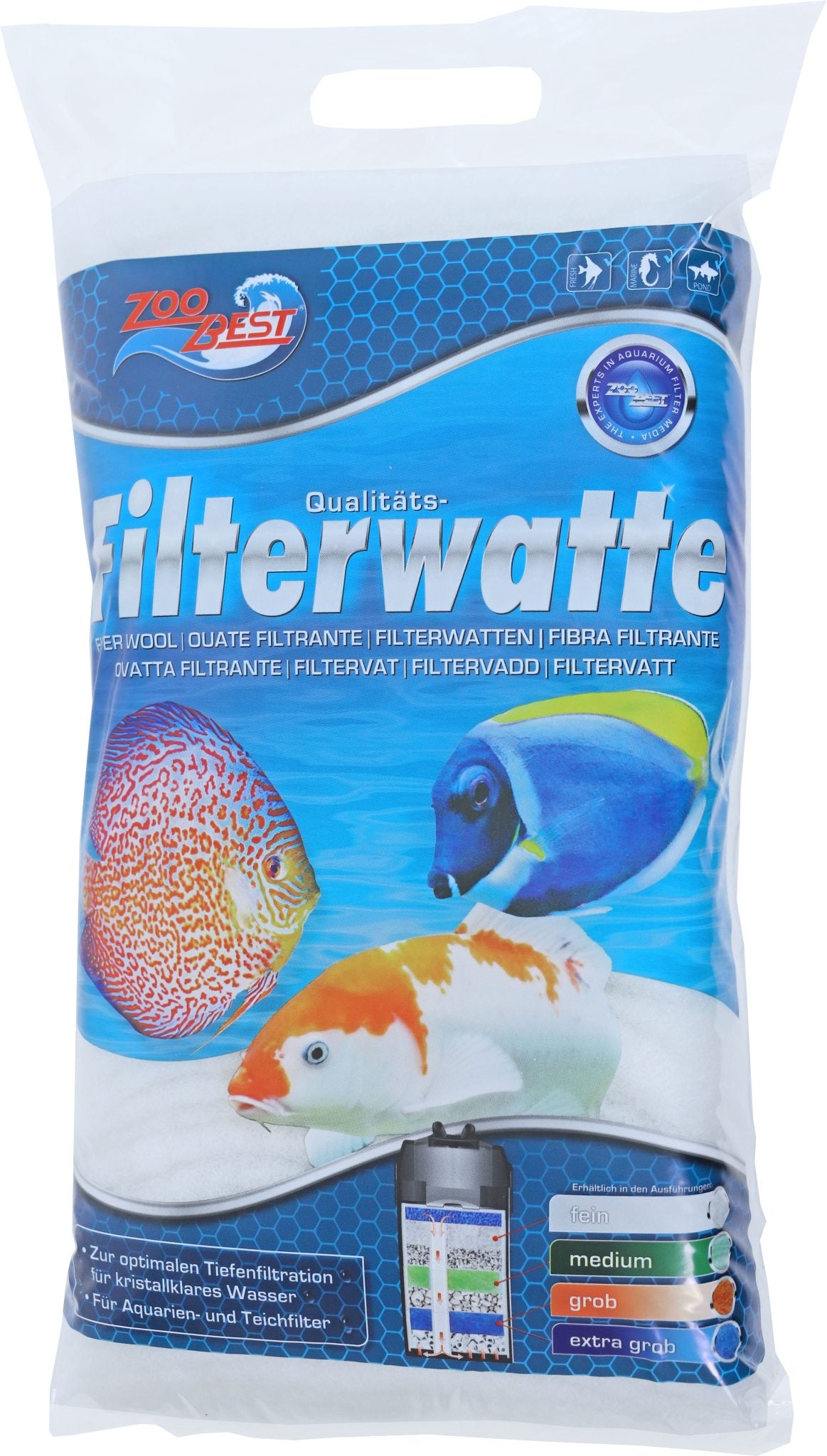 Zoobest filterwatten wit, 250 gram.