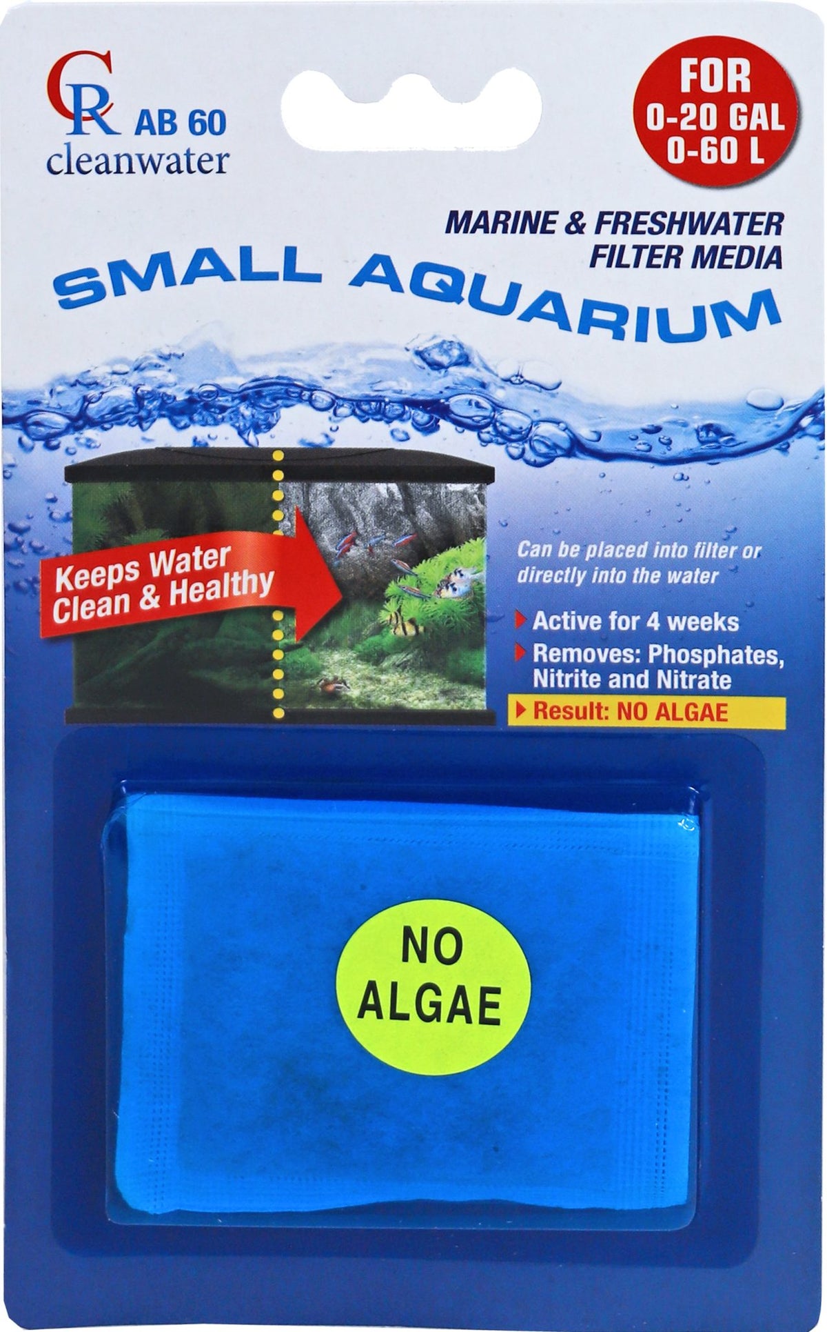 Clean water AB60 op blistercard voor aquarium.