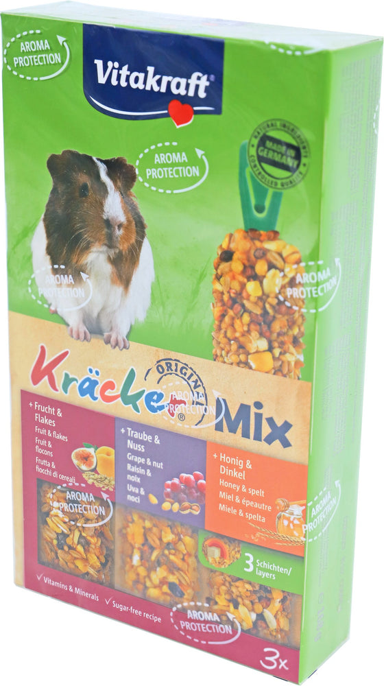 Vitakraft knaagdier Mix honing/spelt- fruit/flakes-druif/noot-kräcker cavia, 3in1.