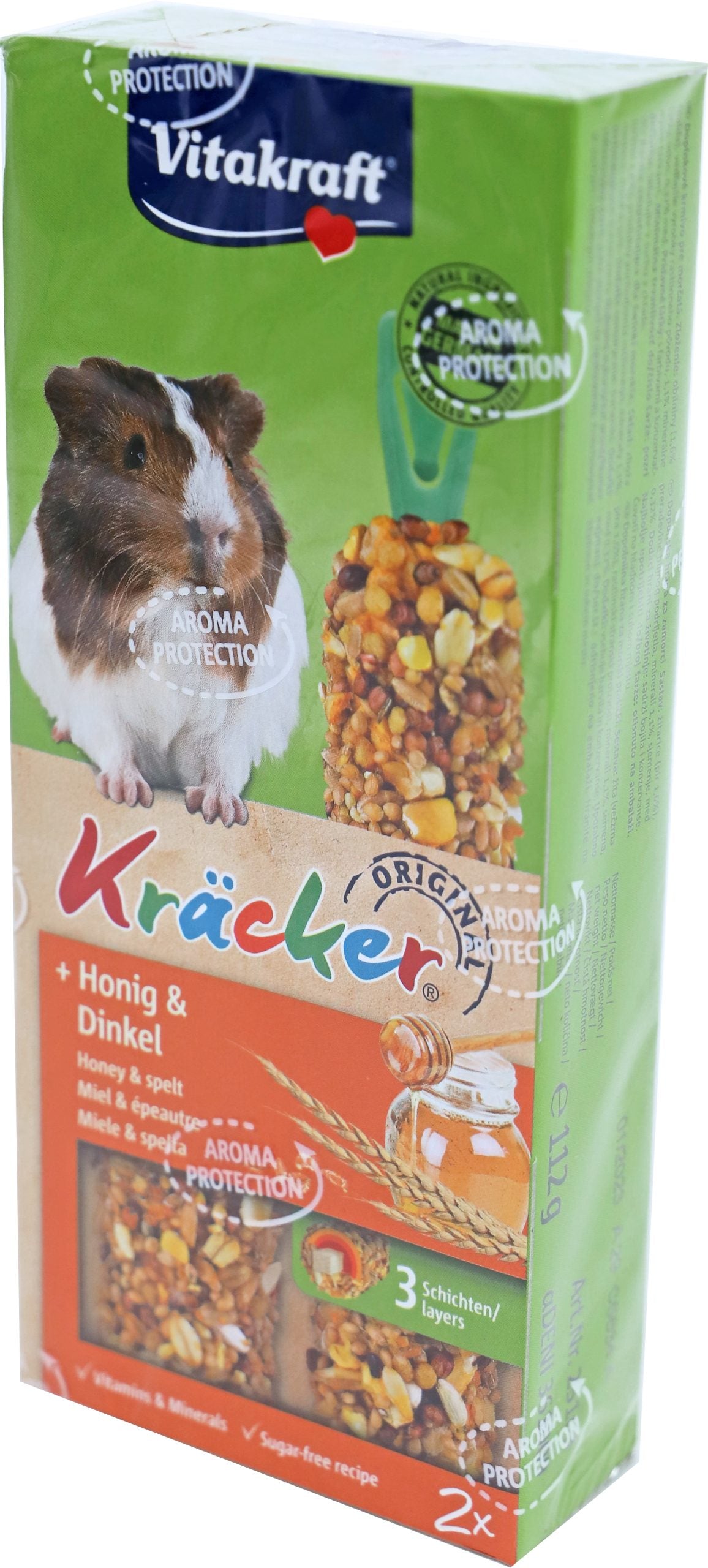 Vitakraft knaagdier honing/spelt-kräcker cavia, 2in1.