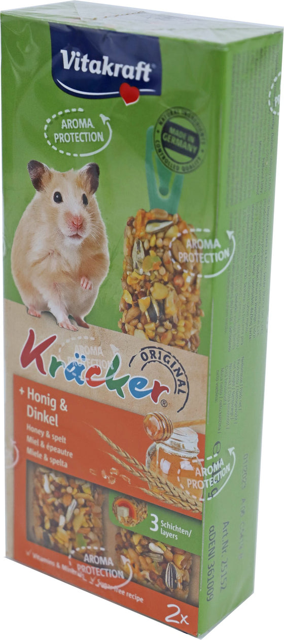 Vitakraft knaagdier honing/spelt-kräcker hamster, 2in1.