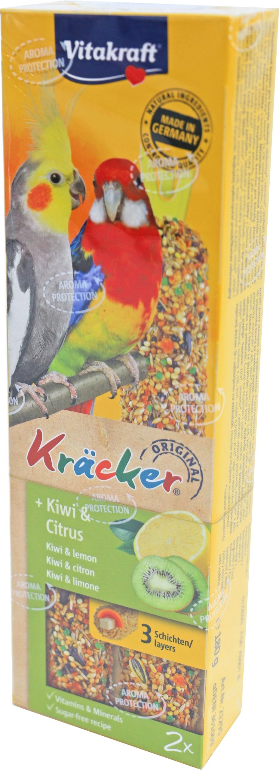 Vitakraft kiwi/citrus-kräcker valkparkiet, 2in1.