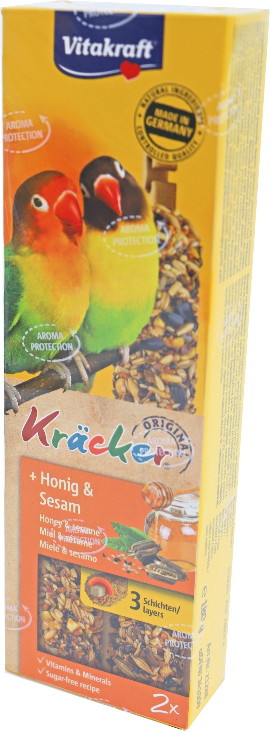 Vitakraft honing/sesam-kräcker agaporniden, 2in1.