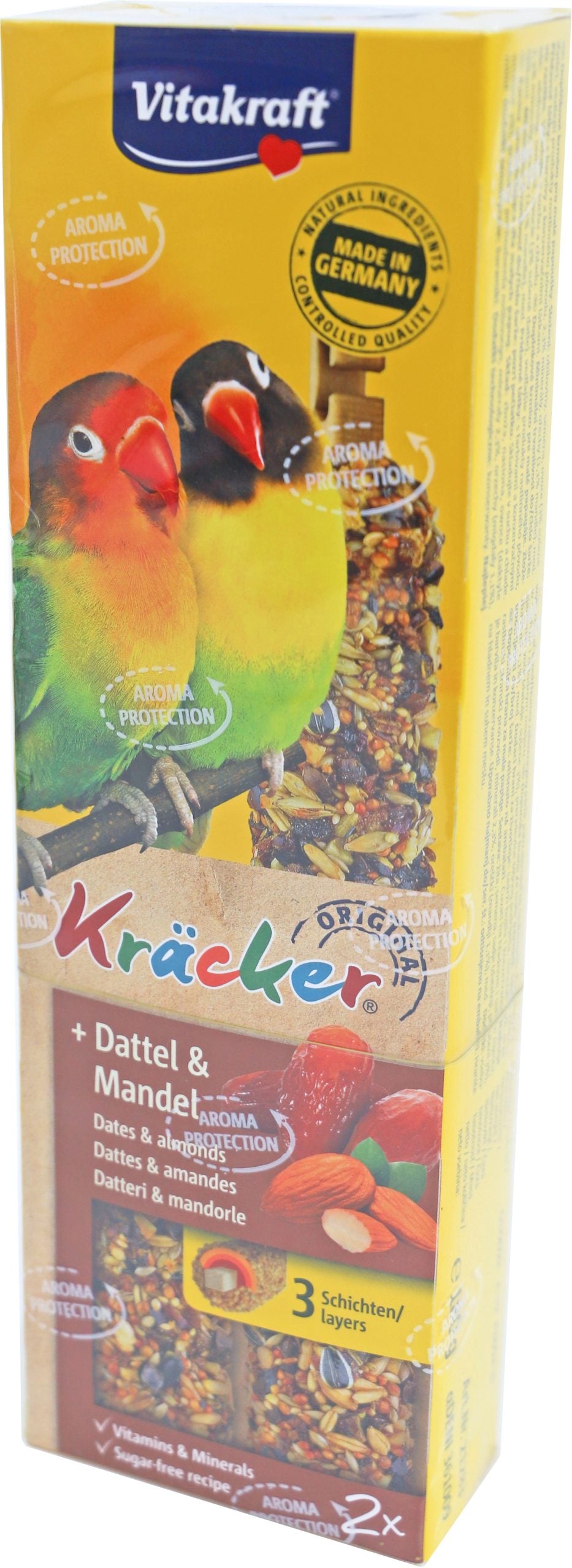 Vitakraft dadel/amandel-kräcker agaporniden, 2in1.