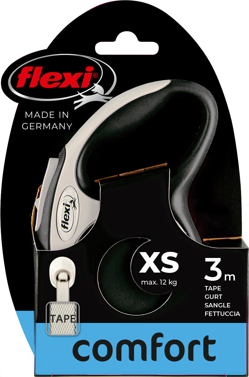 flexi rollijn NEW COMFORT tape XS zwart, 3 meter.