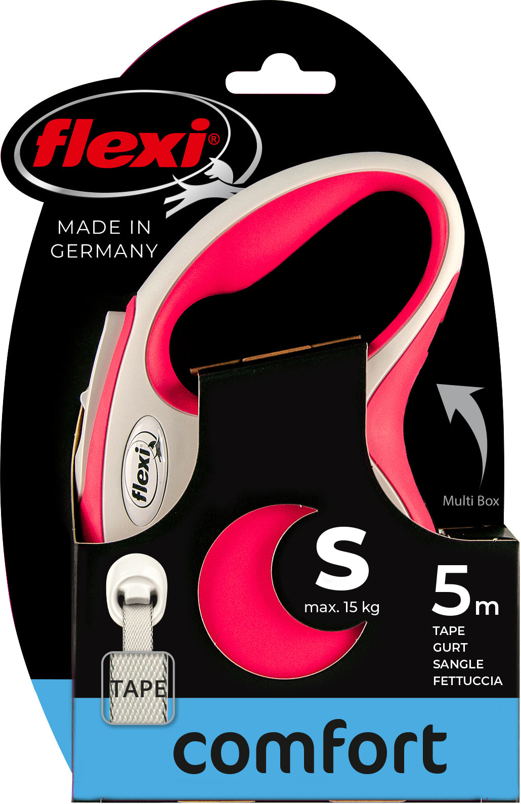 flexi rollijn NEW COMFORT tape S rood, 5 meter.