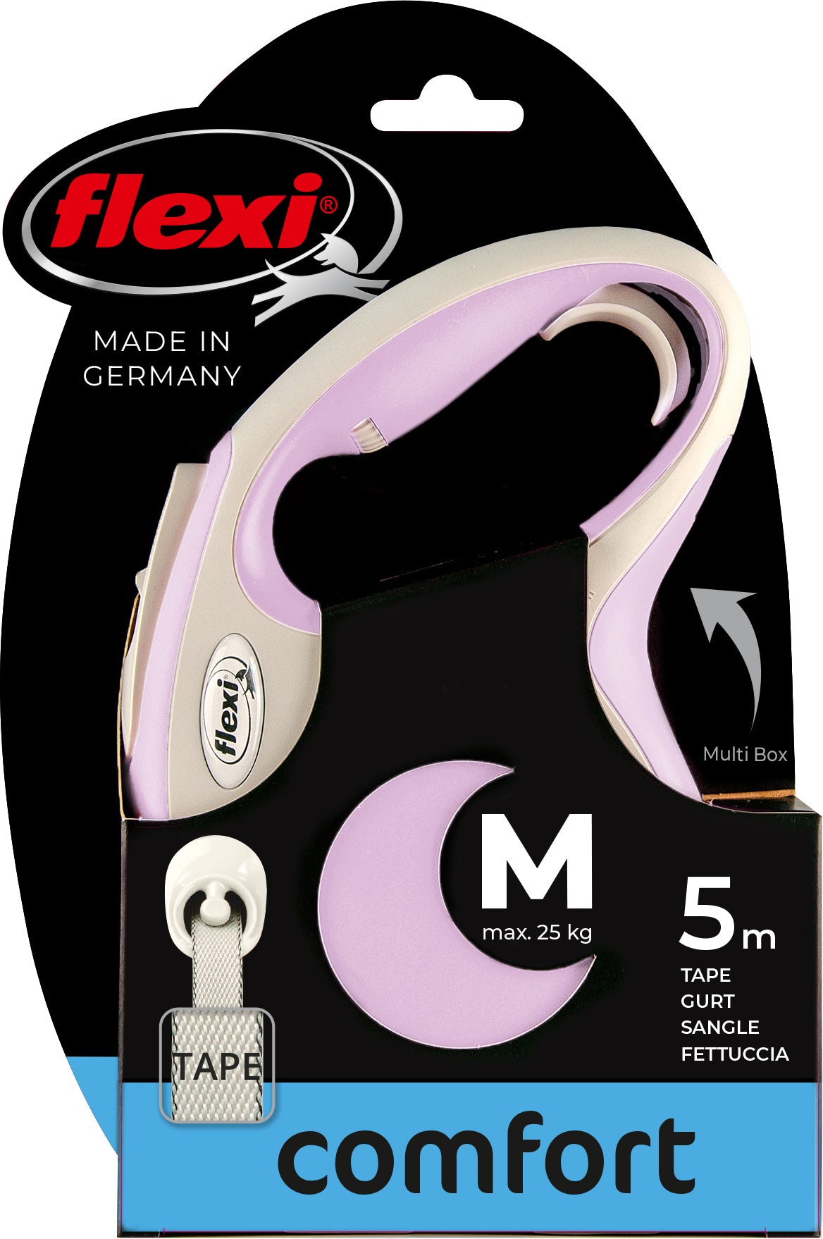 flexi rollijn NEW COMFORT tape M rose, 5 meter.