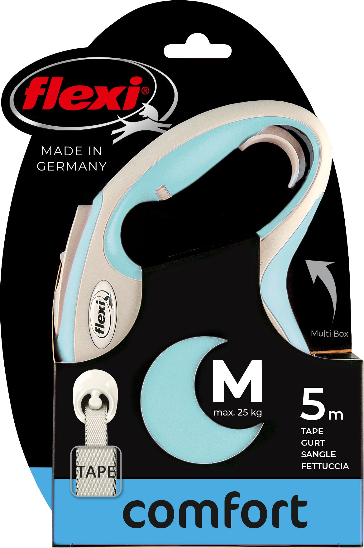 flexi rollijn NEW COMFORT tape M lichtblauw, 5 meter.