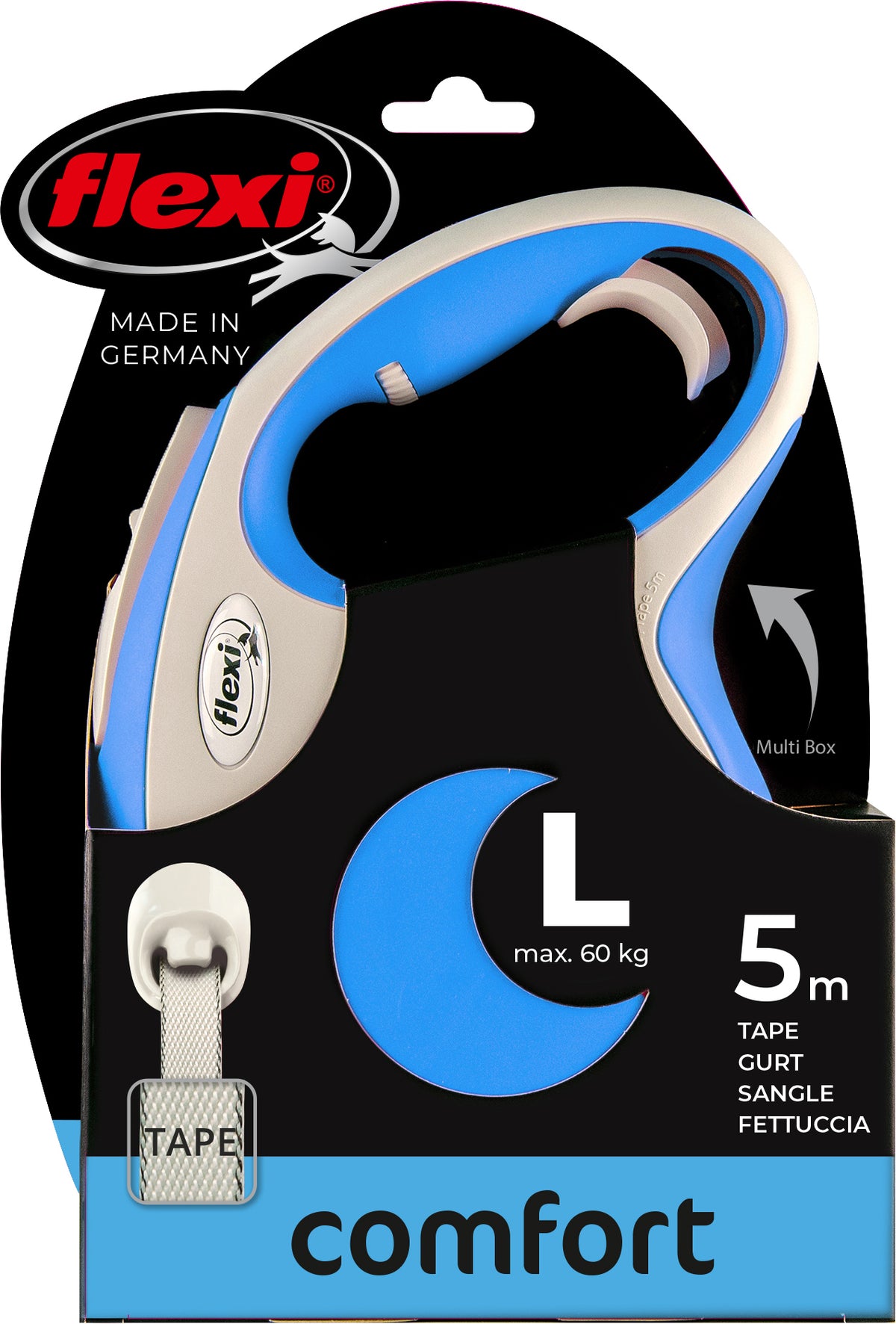 flexi rollijn NEW COMFORT tape L blauw, 5 meter.