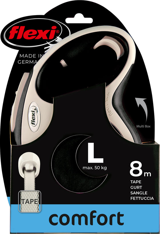 flexi rollijn NEW COMFORT tape L zwart, 8 meter.