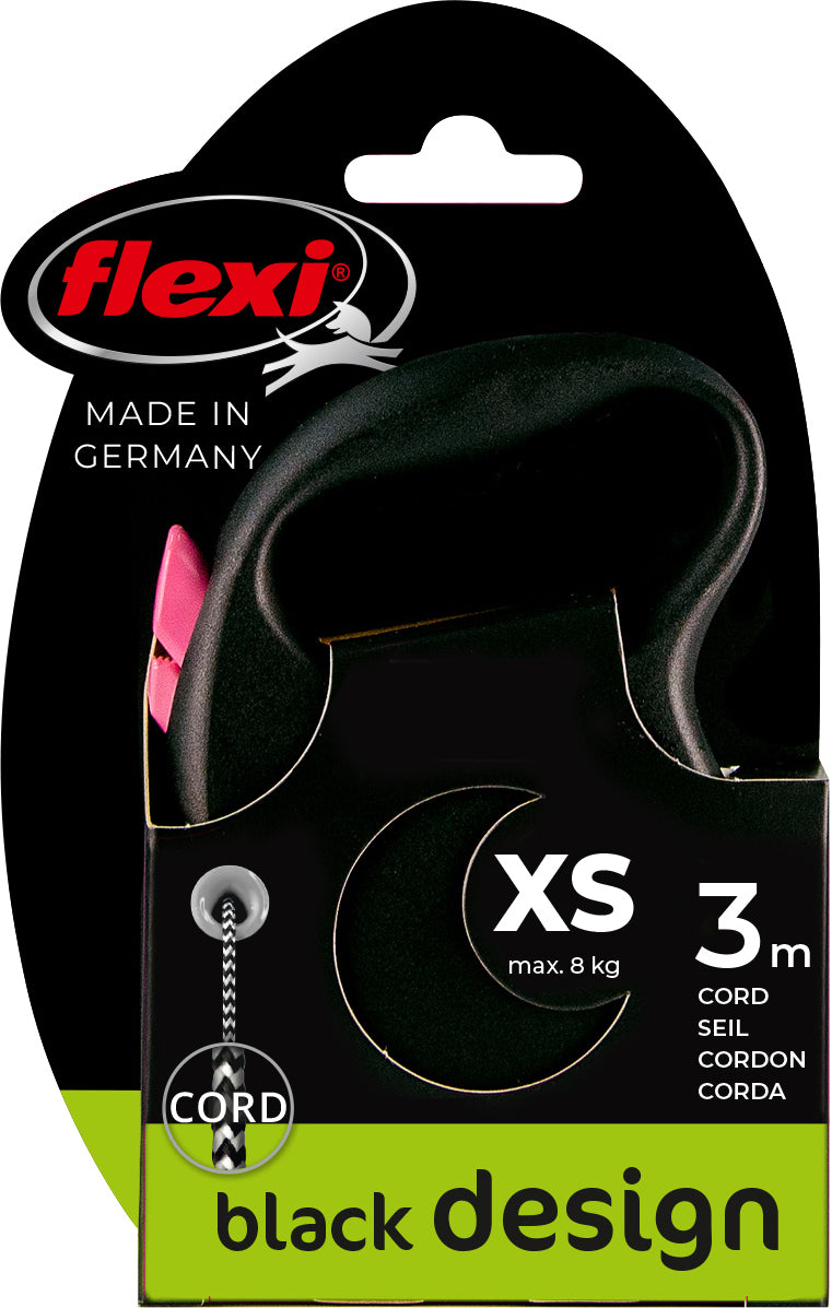 flexi rollijn BLACK DESIGN cord XS roze, 3 meter.