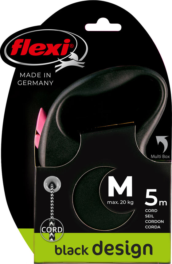 flexi rollijn BLACK DESIGN cord M roze, 5 meter.