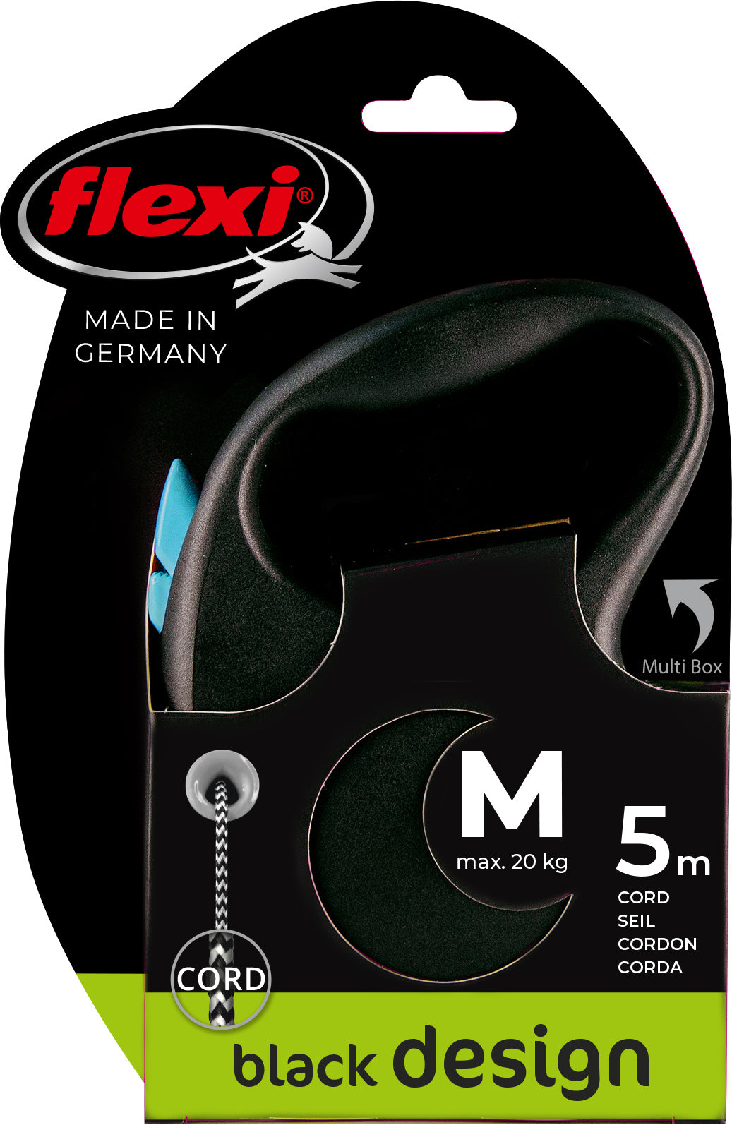 flexi rollijn BLACK DESIGN cord M blauw, 5 meter.