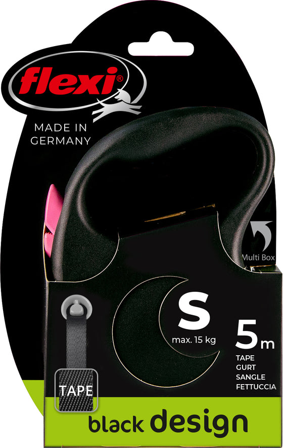 flexi rollijn BLACK DESIGN tape S roze, 5 meter.