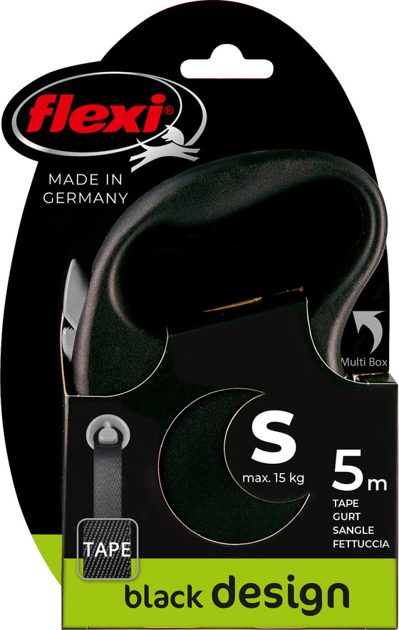 flexi rollijn BLACK DESIGN tape S zwart, 5 meter.