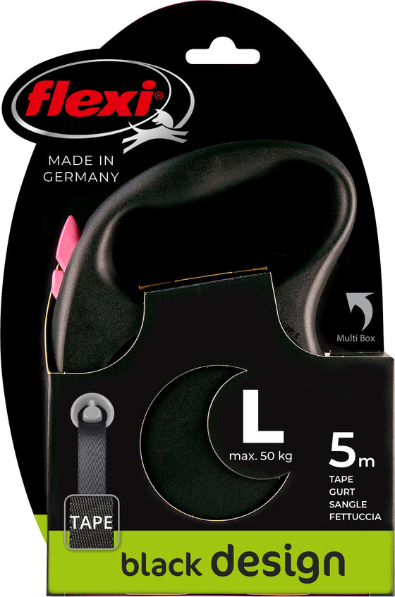 flexi rollijn BLACK DESIGN tape L roze, 5 meter.