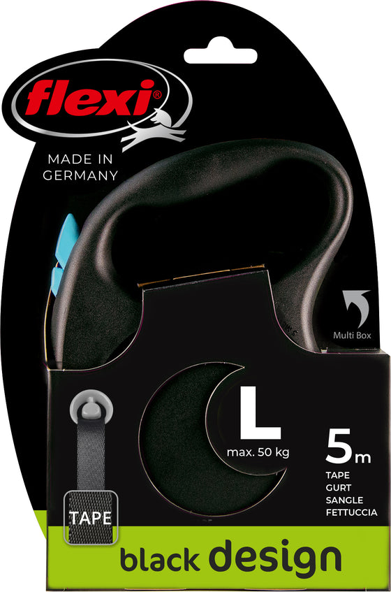 flexi rollijn BLACK DESIGN tape L blauw, 5 meter.