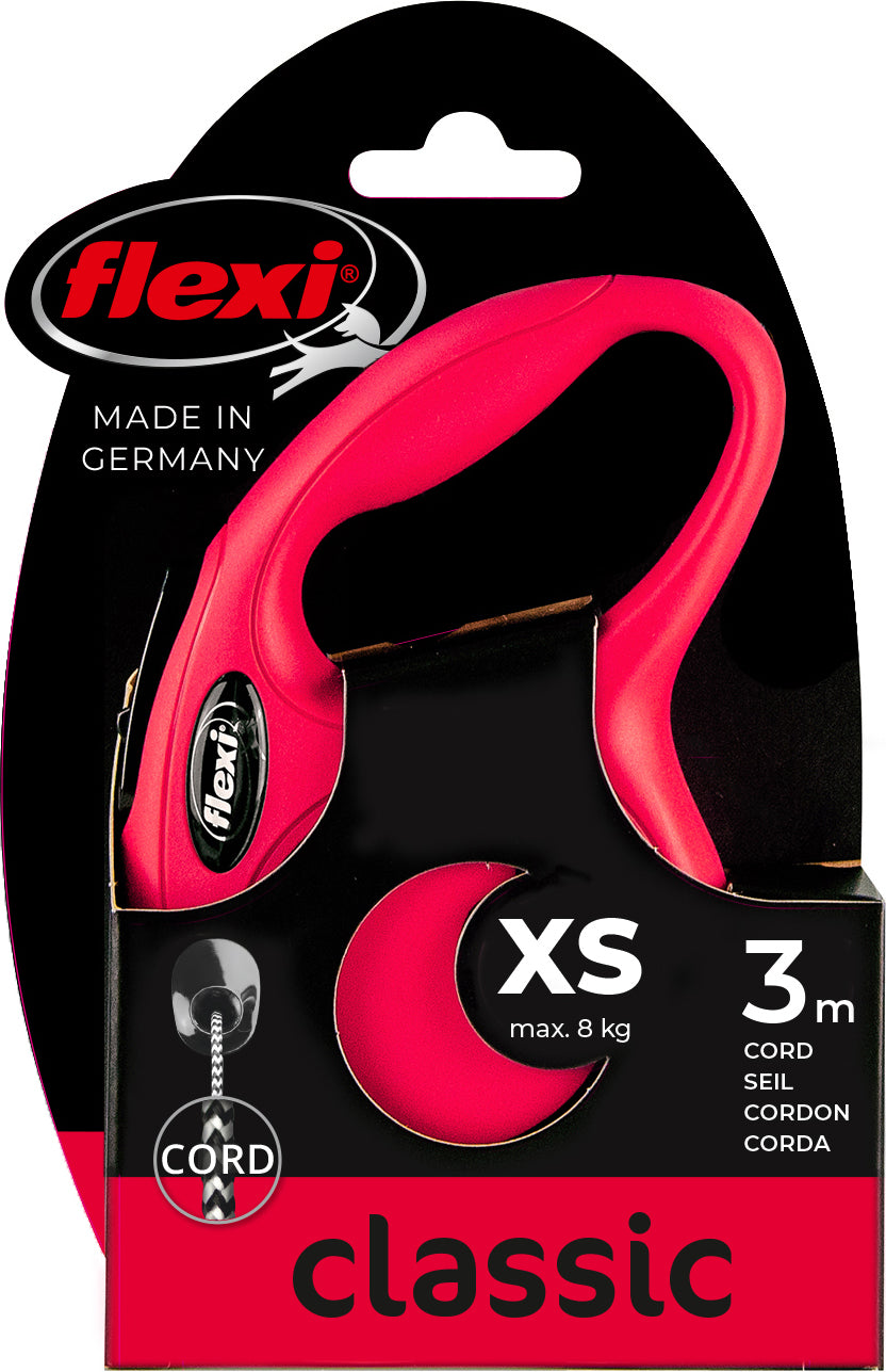 flexi rollijn CLASSIC cord XS rood, 3 meter.