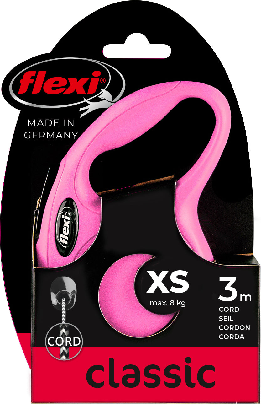 flexi rollijn CLASSIC cord XS roze, 3 meter.