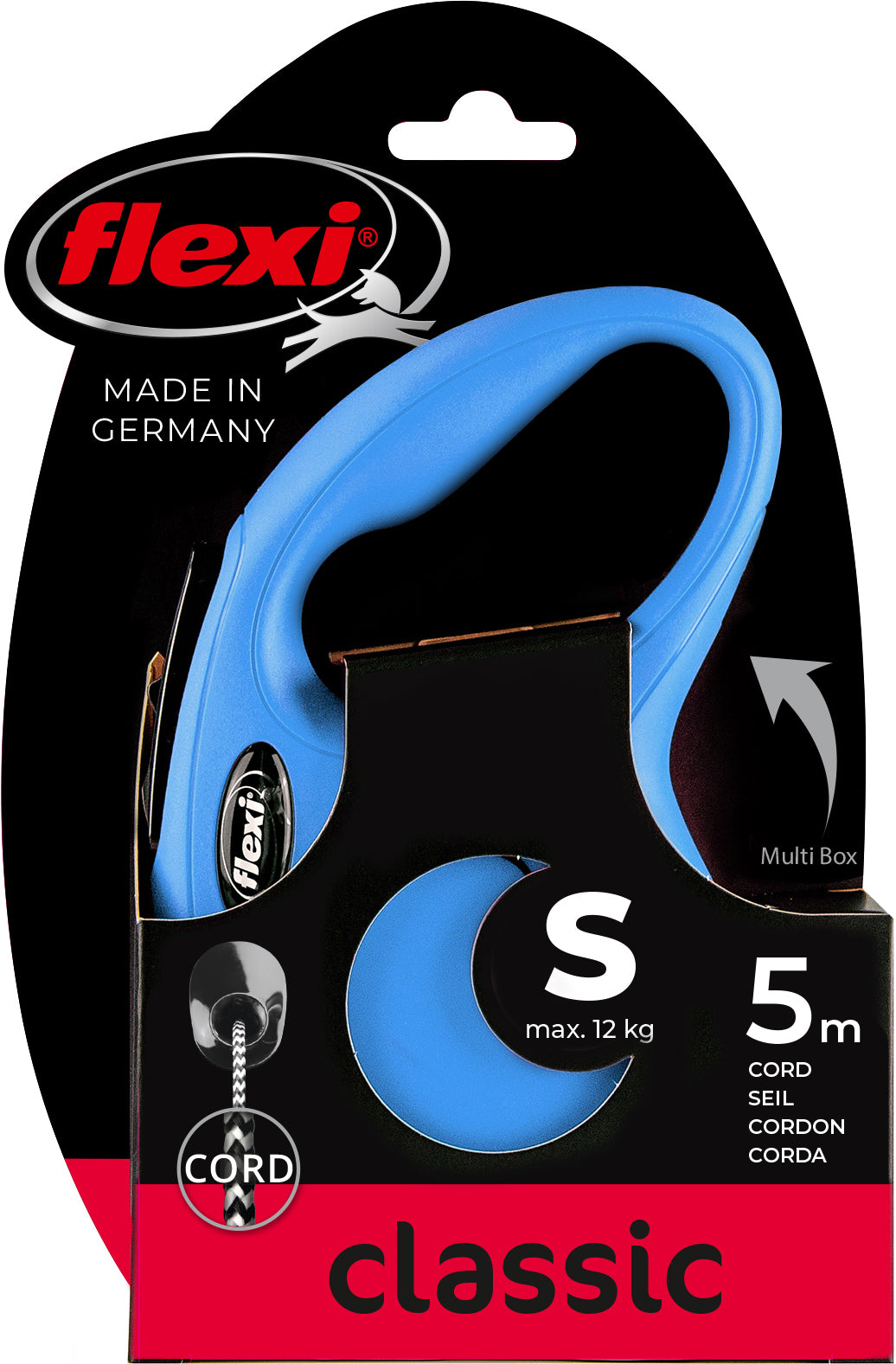 flexi rollijn CLASSIC cord S blauw, 5 meter.
