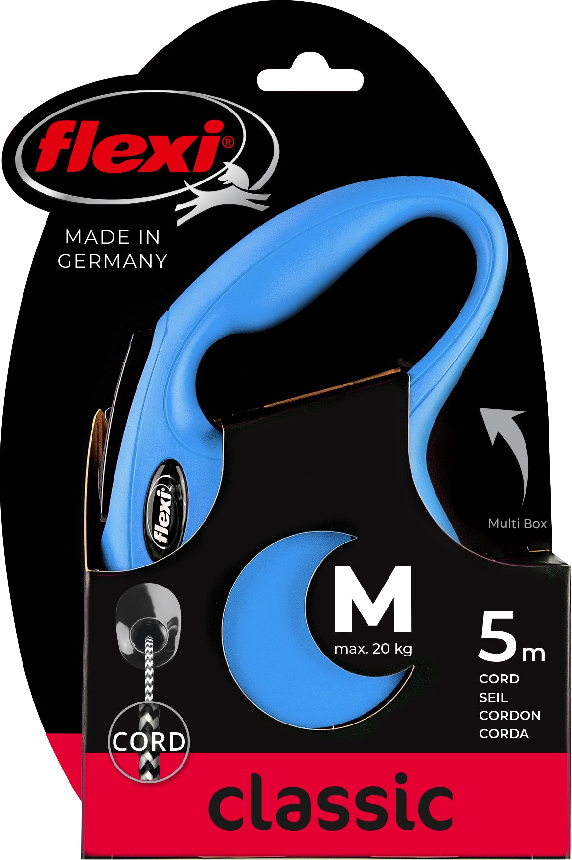 flexi rollijn CLASSIC cord M blauw, 5 meter.