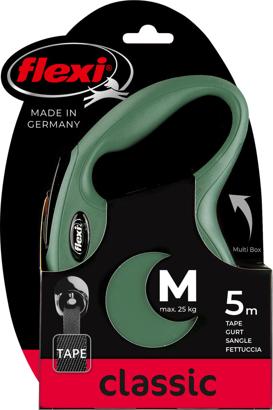 Flexi rollijn classic tape m olijf groen 5 mtr