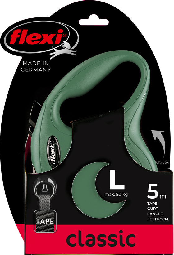 Flexi rollijn classic tape l olijf groen 5 mtr