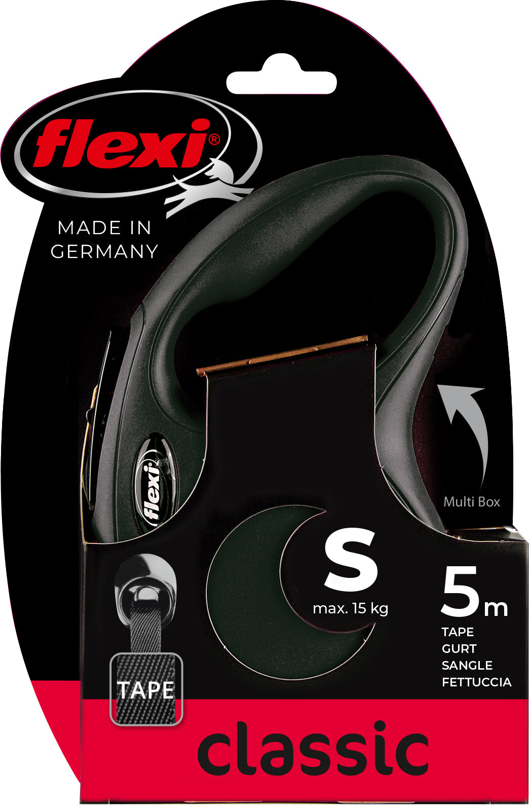 flexi rollijn CLASSIC tape S zwart, 5 meter.