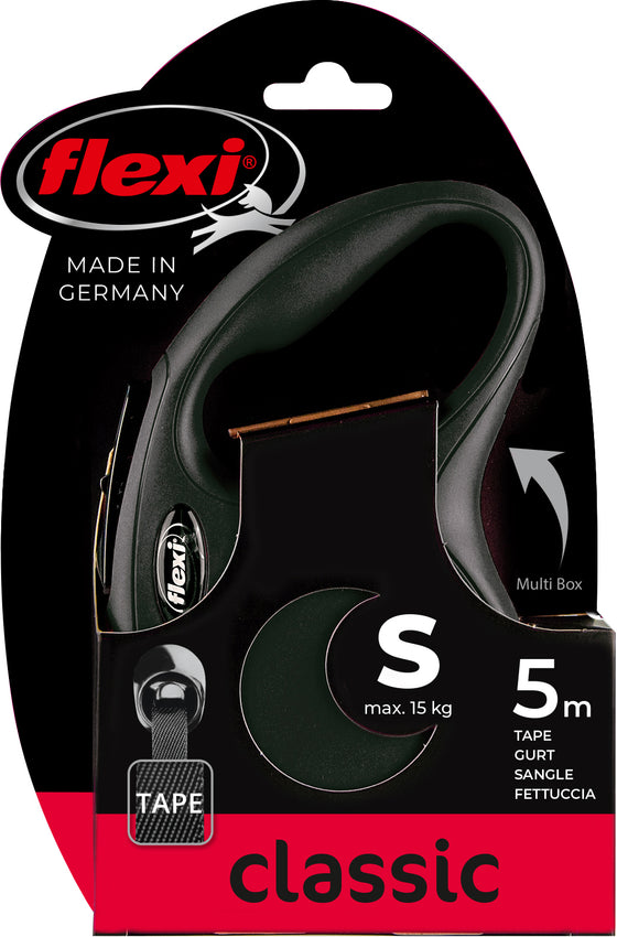 flexi rollijn CLASSIC tape S zwart, 5 meter.