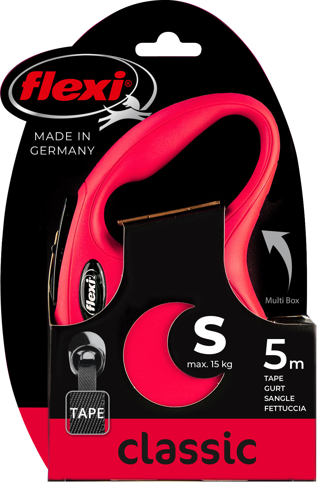 flexi rollijn CLASSIC tape S rood, 5 meter.