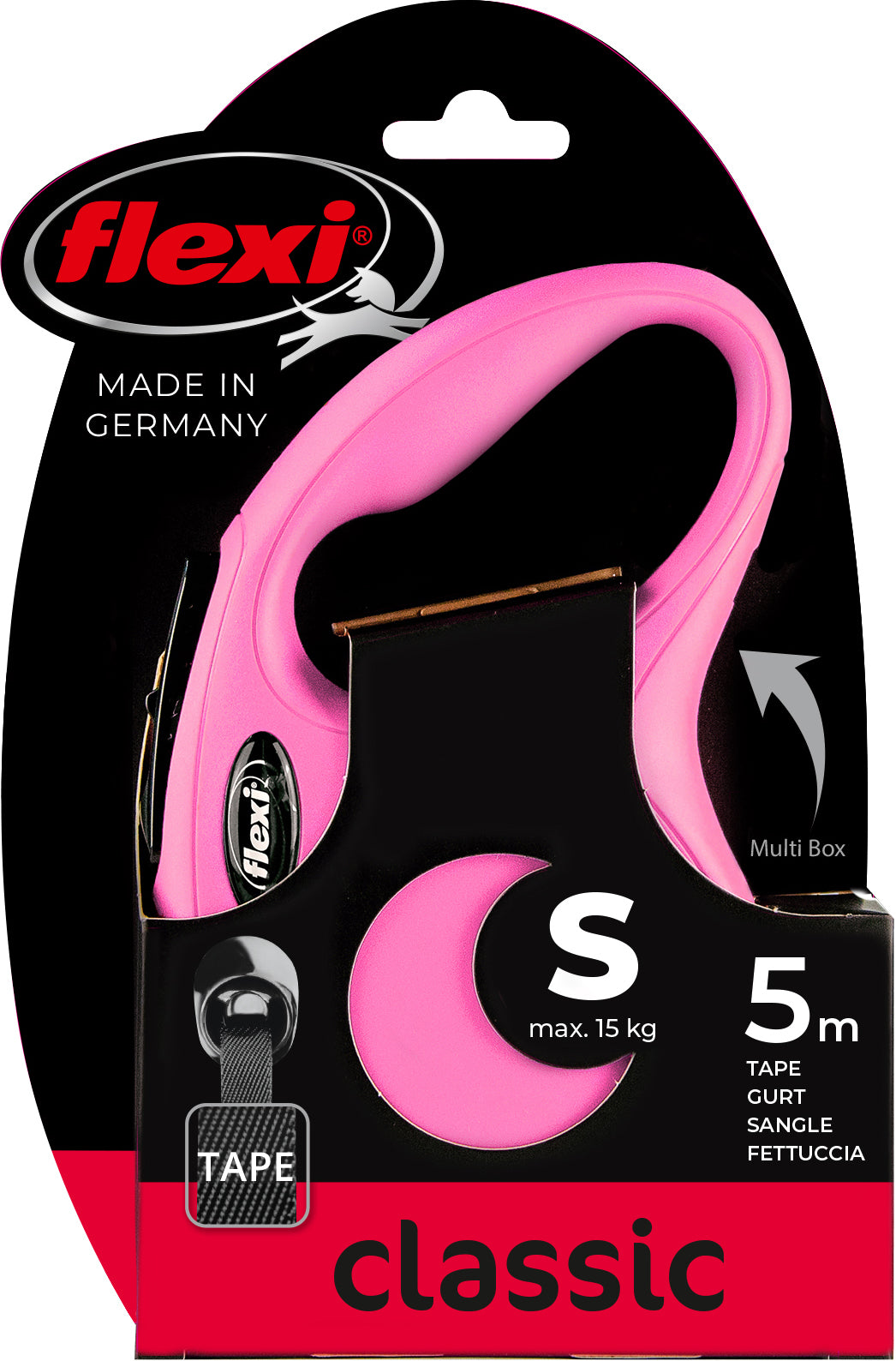 flexi rollijn CLASSIC tape S roze, 5 meter.