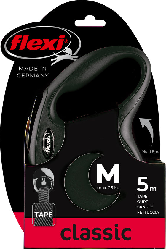 flexi rollijn CLASSIC tape M zwart, 5 meter.