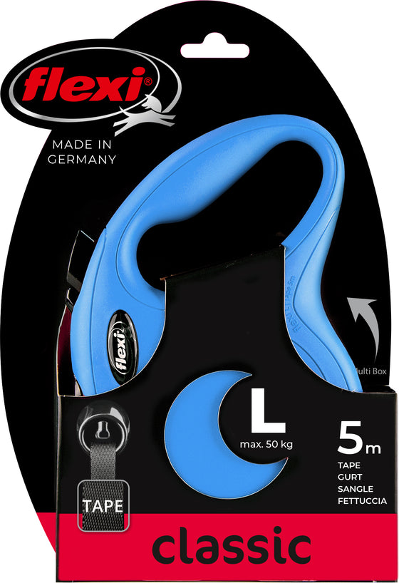 flexi rollijn CLASSIC tape L blauw, 5 meter.