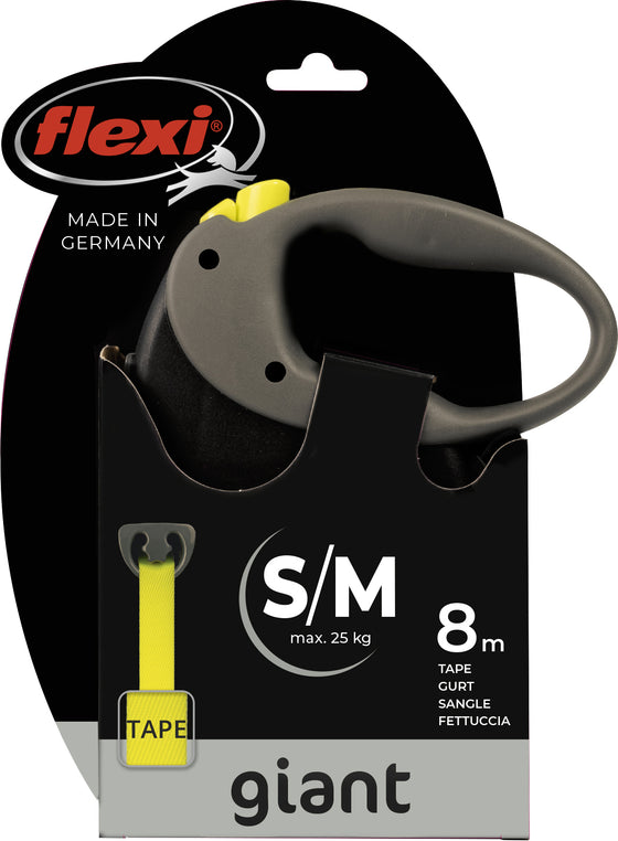 flexi rollijn GIANT tape S/M geel, 8 meter.