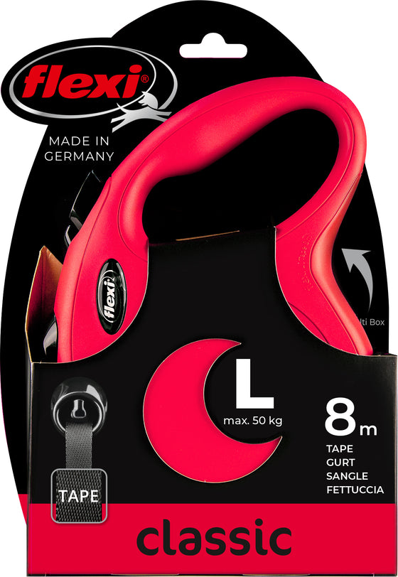 flexi rollijn CLASSIC tape L rood, 8 meter.