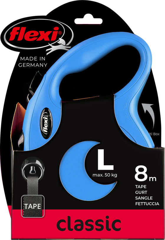 flexi rollijn CLASSIC tape L blauw, 8 meter.