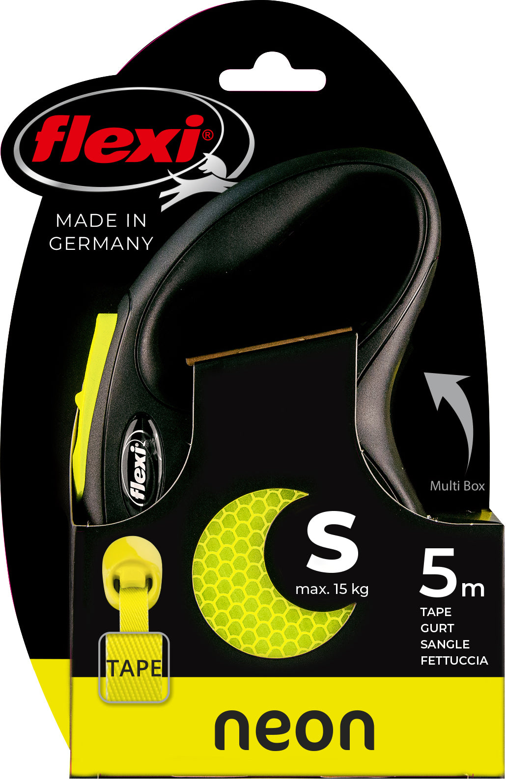 flexi rollijn NEW NEON tape S geel, 5 meter.