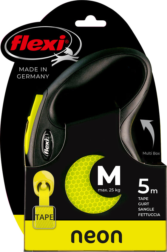 flexi rollijn NEW NEON tape M geel, 5 meter.