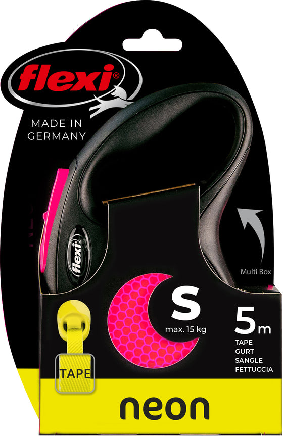 flexi rollijn NEW NEON tape S roze, 5 meter.
