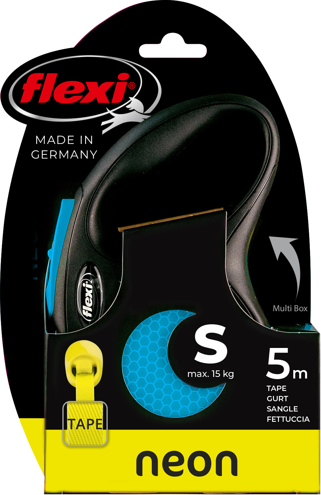 flexi rollijn NEW NEON tape S blauw, 5 meter.