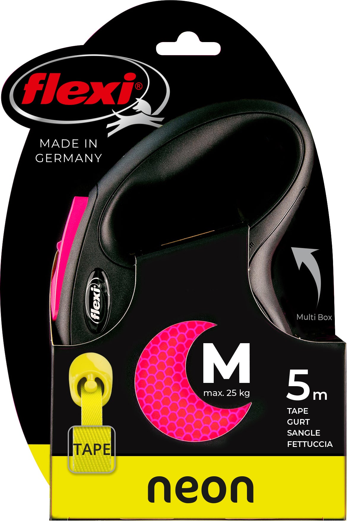 flexi rollijn NEW NEON tape M roze, 5 meter.