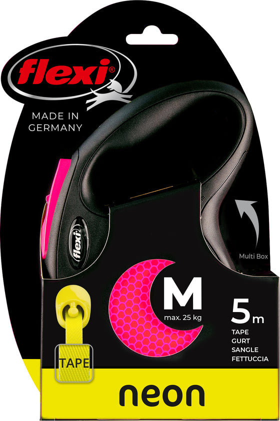 flexi rollijn NEW NEON tape M roze, 5 meter.